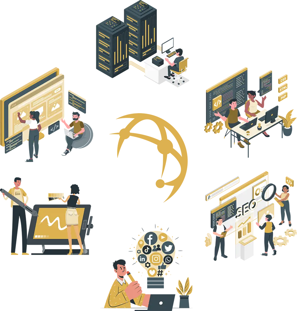 Web Hosting, Webdesign, Webentwicklung, Grafikdesign, Social Media Betreuung, SEO, SEM